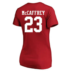 Christian McCaffrey Women's Plus Size Fair Catch Name & Number Scoop Neck T-Shirt - San Francisco 49ers