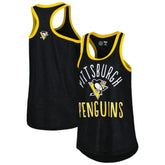 NHL Black Pittsburgh Penguins G-III 4Her by Carl Banks Women's First Base Racerback Scoop Neck Tank Top
