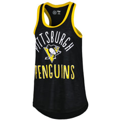 NHL Black Pittsburgh Penguins G-III 4Her by Carl Banks Women's First Base Racerback Scoop Neck Tank Top