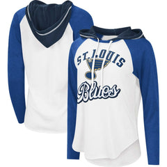 NHL White/Blue St. Louis Blues G-III 4Her by Carl Banks Women's MVP Raglan Lightweight Hooded T-Shirt