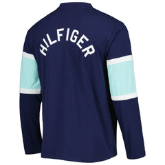 NHL Deep Sea Blue Seattle Kraken Tommy Hilfiger Walter Lace-Up Long Sleeve Top