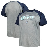 NHL Heather Gray Seattle Kraken Big & Tall Logo Raglan T-Shirt