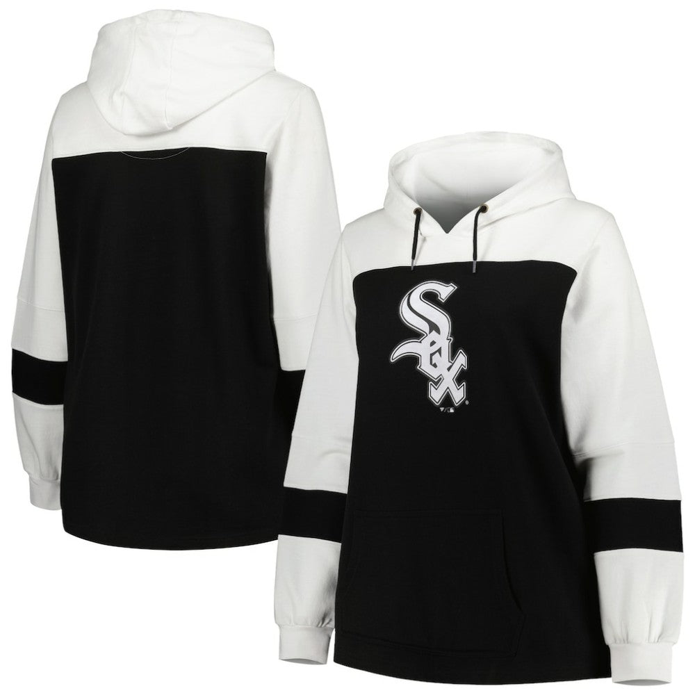 MLB Chicago White Sox Women's Plus Size Colorblock Pullover Hoodie
