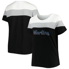 MLB Miami Marlins Women's Plus Size Colorblock T-Shirt