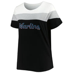 MLB Miami Marlins Women's Plus Size Colorblock T-Shirt