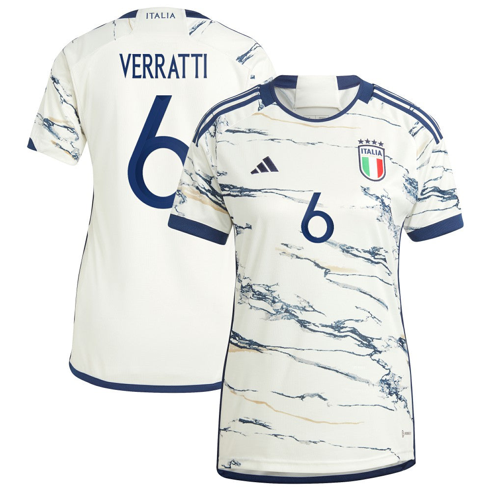 Marco Verratti Italy National Team Women's 2023 Away Replica Jersey - Adidas White