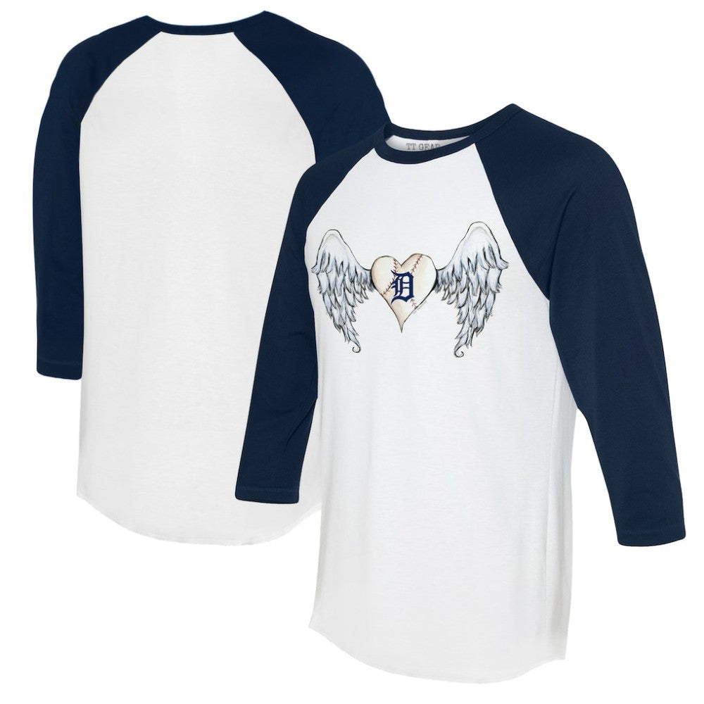 MLB Detroit Tigers Tiny Turnip Women's Angel Wings 3/4-Sleeve Raglan T-Shirt