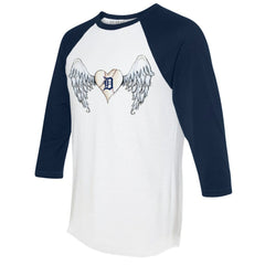 MLB Detroit Tigers Tiny Turnip Women's Angel Wings 3/4-Sleeve Raglan T-Shirt