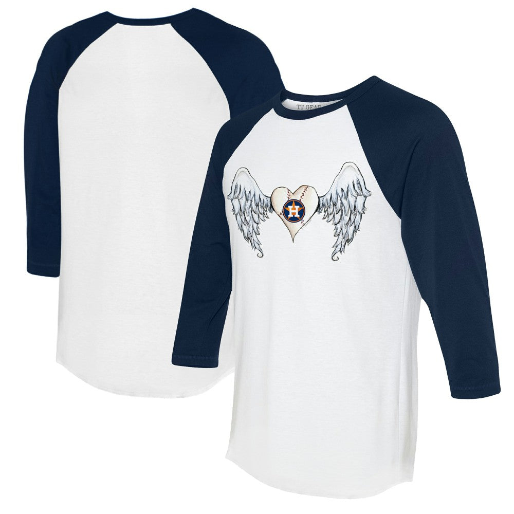 MLB Houston Astros Tiny Turnip Women's Angel Wings 3/4-Sleeve Raglan T-Shirt