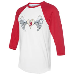 MLB Boston Red Sox Tiny Turnip Women's Angel Wings 3/4-Sleeve Raglan T-Shirt