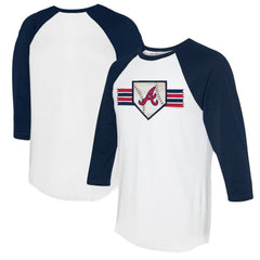 MLB Atlanta Braves Tiny Turnip Women's Base Stripe 3/4-Sleeve Raglan T-Shirt