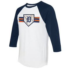 MLB Detroit Tigers Tiny Turnip Women's Base Stripe 3/4-Sleeve Raglan T-Shirt