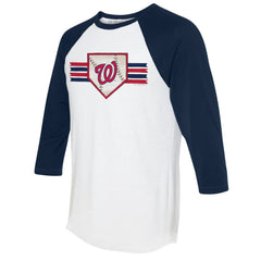 MLB Washington Nationals Tiny Turnip Women's Base Stripe 3/4-Sleeve Raglan T-Shirt