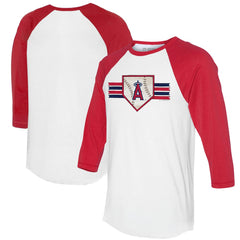 MLB Los Angeles Angels Tiny Turnip Women's Base Stripe 3/4-Sleeve Raglan T-Shirt