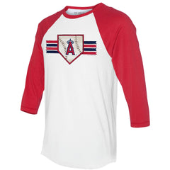 MLB Los Angeles Angels Tiny Turnip Women's Base Stripe 3/4-Sleeve Raglan T-Shirt