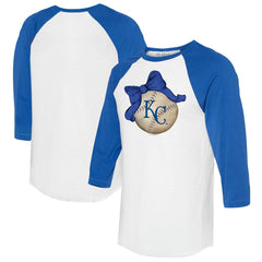 MLB Kansas City Royals Tiny Turnip Women's Baseball Bow 3/4-Sleeve Raglan T-Shirt
