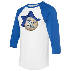 MLB Kansas City Royals Tiny Turnip Women's Baseball Bow 3/4-Sleeve Raglan T-Shirt