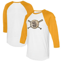 MLB San Diego Padres Tiny Turnip Women's Baseball Cross Bats 3/4-Sleeve Raglan T-Shirt