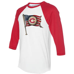 MLB Cincinnati Reds Tiny Turnip Women's Baseball Flag 3/4-Sleeve Raglan T-Shirt