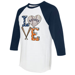 MLB Houston Astros Tiny Turnip Women's Baseball Love Raglan 3/4-Sleeve T-Shirt