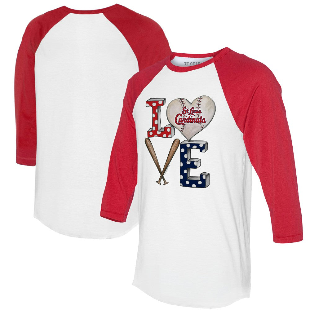 MLB St. Louis Cardinals Tiny Turnip Women's Baseball Love Raglan 3/4-Sleeve T-Shirt