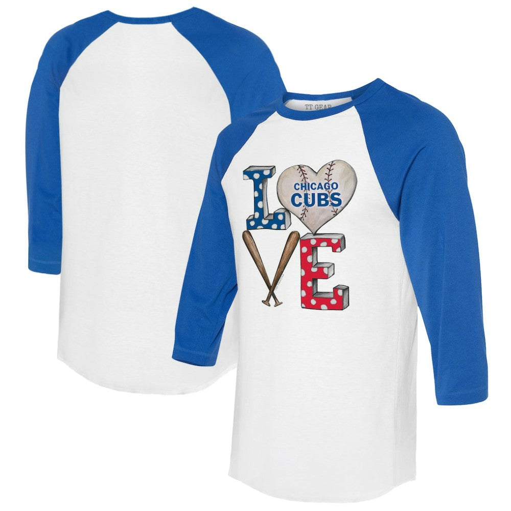 MLB Chicago Cubs Tiny Turnip Women's Baseball Love Raglan 3/4-Sleeve T-Shirt