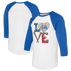 MLB Chicago Cubs Tiny Turnip Women's Baseball Love Raglan 3/4-Sleeve T-Shirt