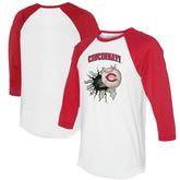 MLB Cincinnati Reds Tiny Turnip Women's Baseball Tear 3/4-Sleeve Raglan T-Shirt