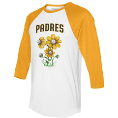MLB San Diego Padres Tiny Turnip Women's Blooming Baseballs 3/4-Sleeve Raglan T-Shirt