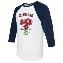 MLB Cleveland Guardians Tiny Turnip Women's Blooming Baseballs 3/4-Sleeve Raglan T-Shirt