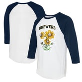 MLB Milwaukee Brewers Tiny Turnip Women's Blooming Baseballs 3/4-Sleeve Raglan T-Shirt