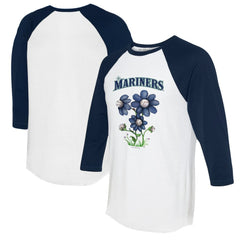 MLB Seattle Mariners Tiny Turnip Women's Blooming Baseballs 3/4-Sleeve Raglan T-Shirt