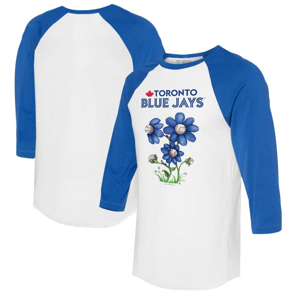 MLB Toronto Blue Jays Tiny Turnip Women's Blooming Baseballs 3/4-Sleeve Raglan T-Shirt