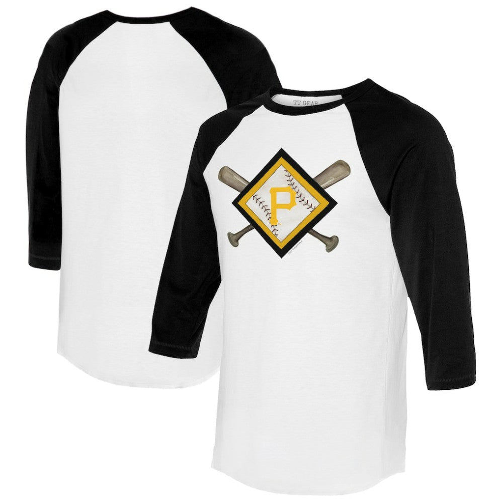MLB Pittsburgh Pirates Tiny Turnip Women's Diamond Cross Bats 3/4-Sleeve Raglan T-Shirt