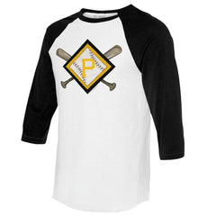 MLB Pittsburgh Pirates Tiny Turnip Women's Diamond Cross Bats 3/4-Sleeve Raglan T-Shirt