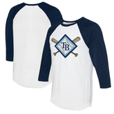 MLB Tampa Bay Rays Tiny Turnip Women's Diamond Cross Bats 3/4-Sleeve Raglan T-Shirt