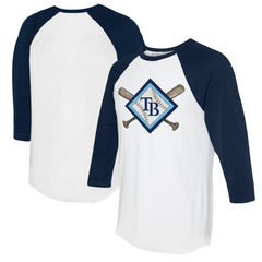 MLB Tampa Bay Rays Tiny Turnip Women's Diamond Cross Bats 3/4-Sleeve Raglan T-Shirt