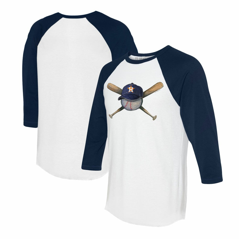 MLB Houston Astros Tiny Turnip Women's Hat Crossbats 3/4-Sleeve Raglan T-Shirt