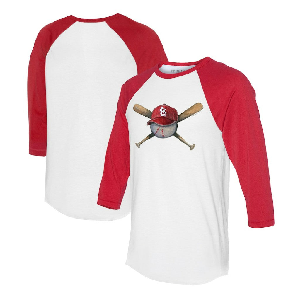 MLB St. Louis Cardinals Tiny Turnip Women's Hat Crossbats 3/4-Sleeve Raglan T-Shirt