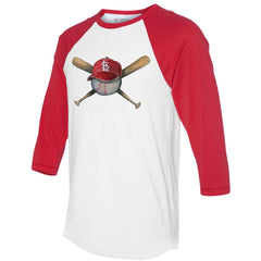 MLB St. Louis Cardinals Tiny Turnip Women's Hat Crossbats 3/4-Sleeve Raglan T-Shirt