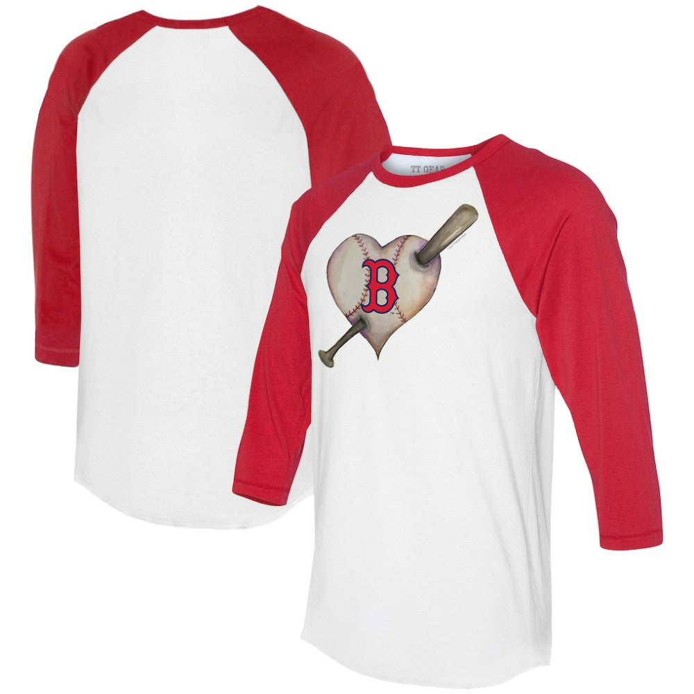 MLB Boston Red Sox Tiny Turnip Women's Heart Bat 3/4-Sleeve Raglan T-Shirt