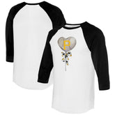 MLB Pittsburgh Pirates Tiny Turnip Women's Heart Lolly 3/4-Sleeve Raglan T-Shirt