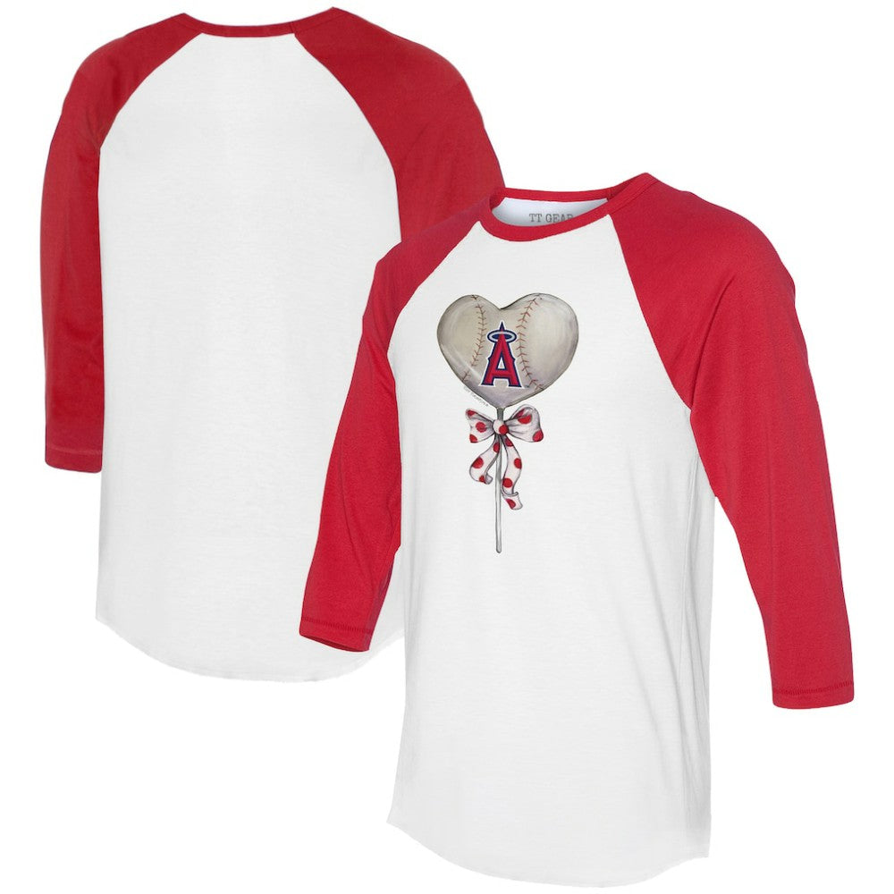 MLB Los Angeles Angels Tiny Turnip Women's Heart Lolly 3/4-Sleeve Raglan T-Shirt