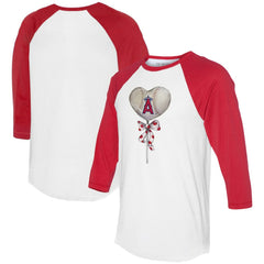 MLB Los Angeles Angels Tiny Turnip Women's Heart Lolly 3/4-Sleeve Raglan T-Shirt