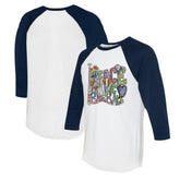 MLB Atlanta Braves Tiny Turnip Women's Peace Love Baseball 3/4-Sleeve Raglan T-Shirt