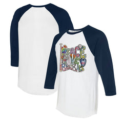 MLB Minnesota Twins Tiny Turnip Women's Peace Love Baseball 3/4-Sleeve Raglan T-Shirt