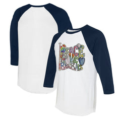 MLB Seattle Mariners Tiny Turnip Women's Peace Love Baseball 3/4-Sleeve Raglan T-Shirt