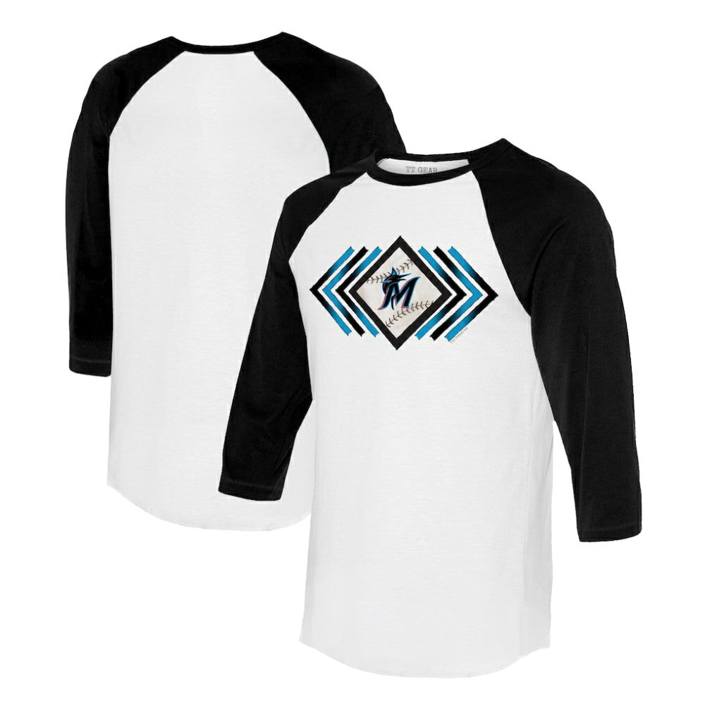 MLB Miami Marlins Tiny Turnip Women's Prism Arrows 3/4-Sleeve Raglan T-Shirt