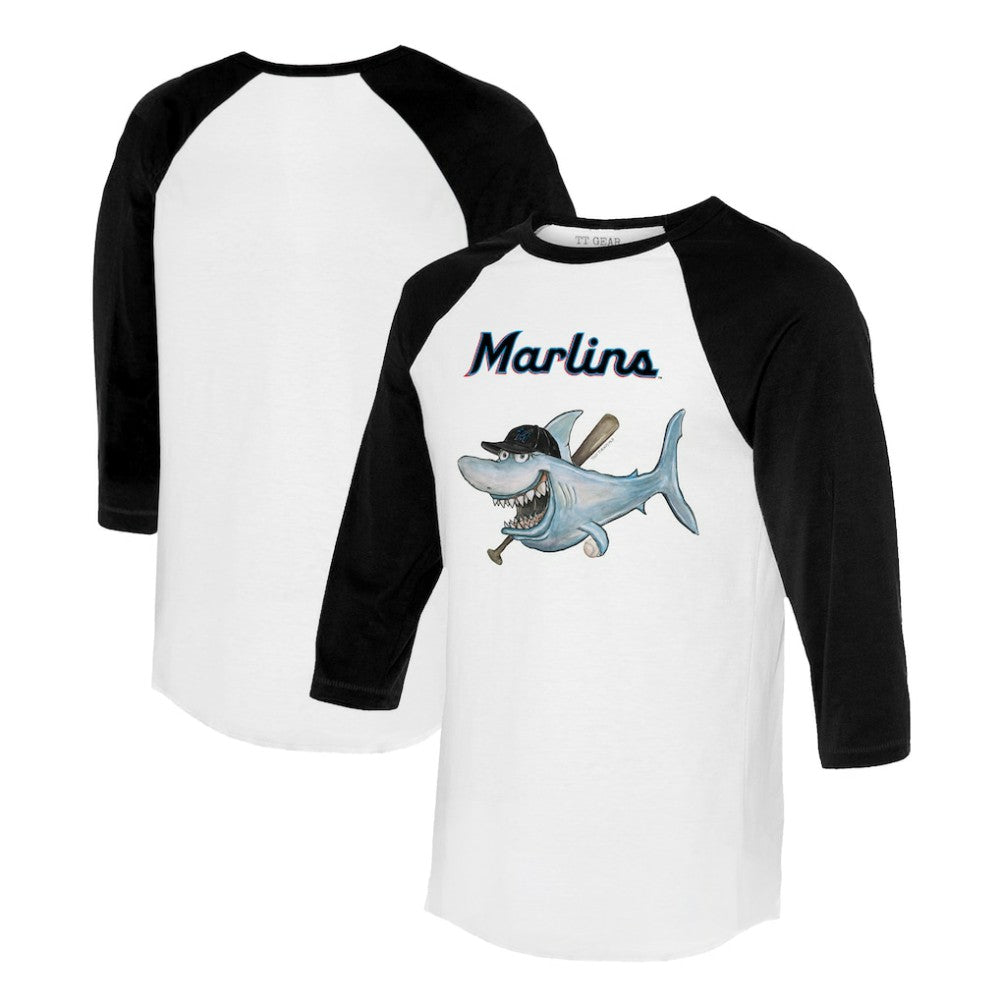 MLB Miami Marlins Tiny Turnip Women's Shark 3/4-Sleeve Raglan T-Shirt