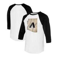 MLB Arizona Diamondbacks Tiny Turnip Unisex State Outline 3/4-Sleeve Raglan T-Shirt